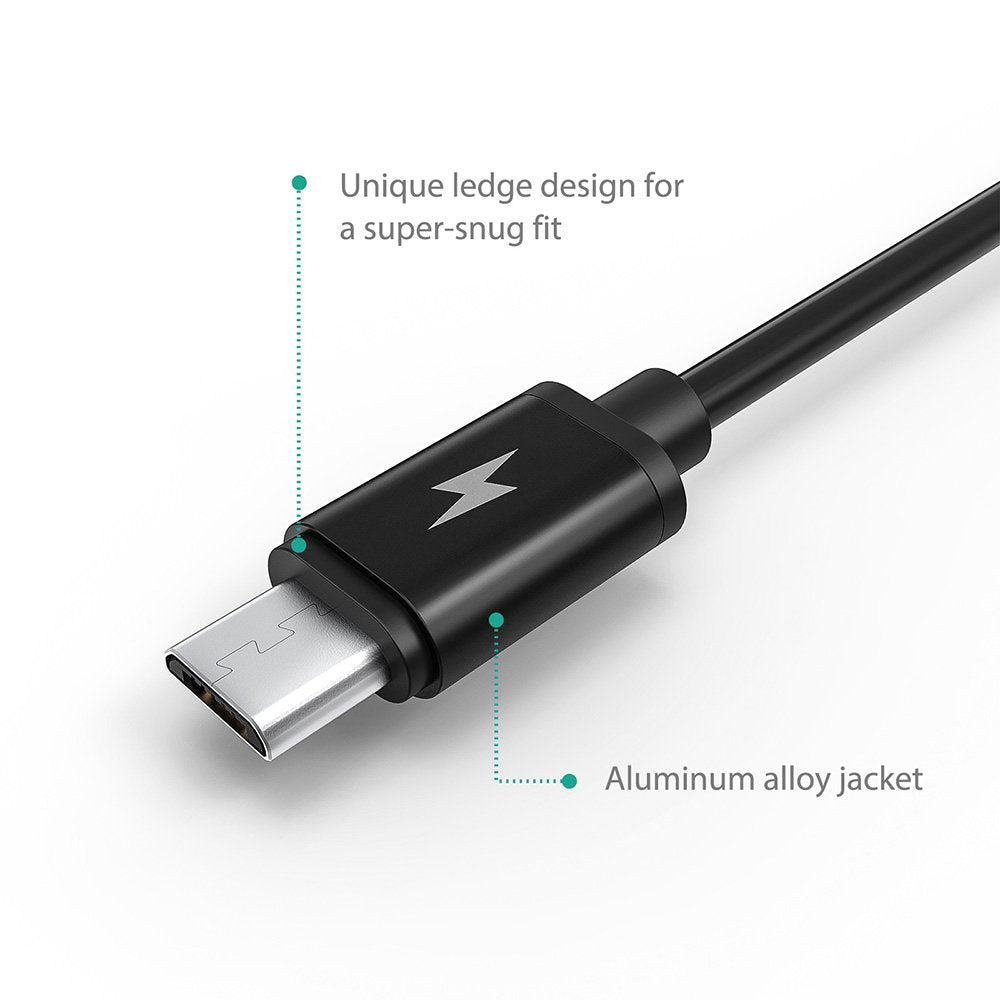 RAVPower 5 x USB 2.0 til Micro USB Cables (0.3 m + 2 x 0.9 m + 1.8 m + 3.0 m), Black -  fra RAVPower - nu kun 239 kr. Hos HjemTek 