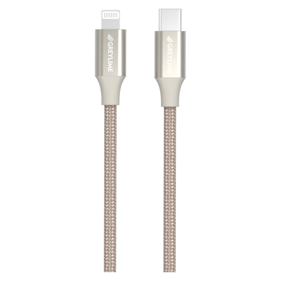 GreyLime Braided USB-C til MFi Lightning Kabel Beige 1 m -  fra GreyLime - nu kun 189 kr. Hos HjemTek 